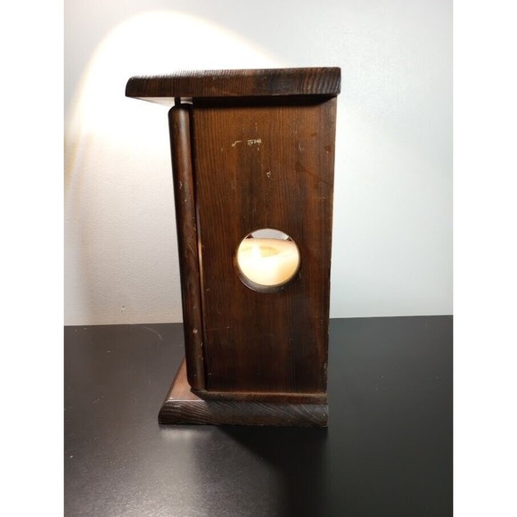 Vintage Owl Glass Wooden Lantern Box Candle Holder Brown - Picture 4 of 14